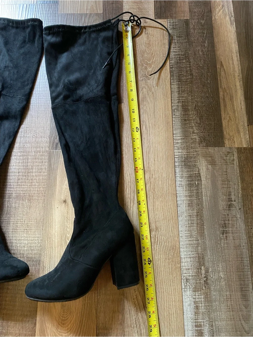 Pierre Dumas Black Over-The-Knee Block Heel Boots with Tie Detail